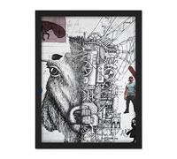 Koumu New York Graffiti Mural Random Weird Deer Steampunk Photo Large Framed Art Print Poster Wall Decor 18x24 in