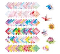 koundeneko Origami Paper, Set of 300, Various Types, Cute, Cherry Blossoms, Blue Sky, Fruit Print, Double-Sided Pattern, Colorful, Origami Paper Art, DIY, Handicrafts, Square, Craft Paper, Gift