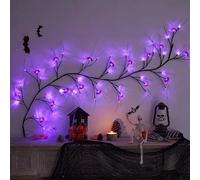 Kouoybt Halloween Light Up Tree Branch Lamp Bat Vine Twig Decor Garland Haunted House Decoration (Purple, 180cm)