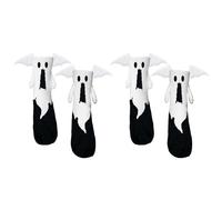 Kouoybt Halloween Magnetic Holding Hand Socks, Funny Ghost/Bat Hands Holding Socks, Halloween Socks for Women Men (2Pairs-Ghost, ONE SIZE)