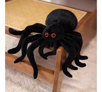 Kouoybt Halloween Spider Stuffed Animal Spooky Black Spider Plushie Decorative Plush Toy for Halloween Party Home Decor (Black, 25cm)