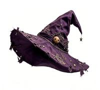 Kouoybt Womens Witch Hat Gothic Style Lace Trim Wicked Halloween Wizard Hat (Style 2, One Size)