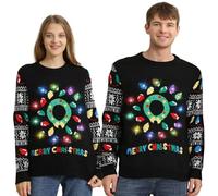 Kouric Christmas Jumpers for Men Women UK,Light Up Christmas Jumper,Unisex Fun Cute Led Lights Flashing Ugly Christmas Sweater,2025 Best Black Festive Tacky Rude Matching Xmas Jumper for Couples Adult