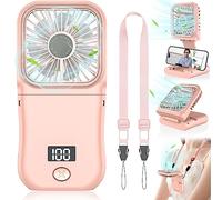 Kouric Hand Held Fans Rechargeable,180° Foldable Personal Cooling Device,3-Speed&4000mAh Battery LED Display,Mini Electric Hand Fan for Travel Office Holiday,Summer Gifts for Adults Children,Pink