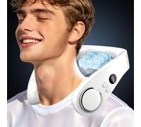 Kouric Neck Fan with Cooling Plate,5 Speed,Quiet 35dB,LED Display,24H Cooling,USB 5500mAh Battery,Small Portable Air Conditioner Hanging Around Neck,Wearable Cooling Fans for Women,Men,Children,White