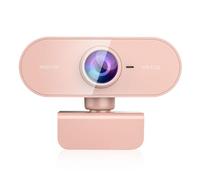 Kouric Webcam for PC Laptop MAC with Microphone,HD Streaming Camera USB Plug and Play Face Web Cam for Desktop Computer,Youtubers,Video Calling,Windows,Gaming with Rotatable Clip Pink