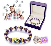 KOURM FengShui Pi Xiu Amethyst Bracelet, Feng Shui Pixiu Good Luck Bracelet, Amethyst Feng Shui Wealth Bracelet for Men Woman Protection Bring Luck Prosperity Attract Money (1PCS)