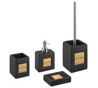 Beliani 4-piece Bathroom Accessories Set Kourou Ceramic Black, Black
