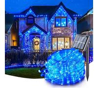 Kousee Outdoor Solar LED Rope Lights, IP65 Waterproof Rope Light 12m/39.4ft 100LEDs Solar Decoration Lights with 8 Lighting Modes, Rope Fairy Light for Garden Tree Party Christmas Decoration- Blue