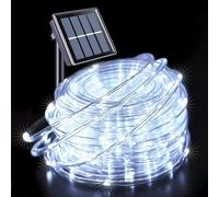 Kousee Outdoor Solar LED Rope Lights, IP65 Waterproof Rope Lights 12m/39.4ft 100LEDs Solar Decoration Light with 8 Lighting Modes, Rope Fairy Light for Garden Tree Party Christmas Decoration-White