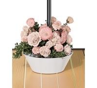 Koutemie 2-in-1 Umbrella Planter for Patio Table & Pole, Half Round Flower Planters Pots with Umbrella Hole Fits Poles Up to 2” Diameter, PVC Post Planter Wrap Around Umbrella for Garden, White