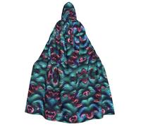KOUUIP 3D Magical Dragon Scales print Medieval Hooded Cloak with hood Cape Adult Halloween Cosplay Robe Wizard Costume For Women Men