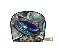 KOUUIP Abalone nacre print Womens Credit Card Holder Wallet Zip Leather Card Case Card Holder Unisex For Men And Women, White, One Size