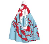 KOUUIP Abstract Indonesian flag Map01 print Medieval Hooded Cloak with hood Cape Adult Halloween Cosplay Robe Wizard Costume For Women Men