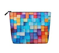 KOUUIP Abstract Mosaic Pattern2 print Cute Travel Toiletry Bag Makeup Bag Organizer Pouch,Travel Size Toiletries Bag for Women, Black, One Size