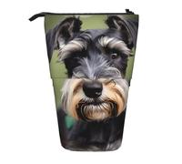 KOUUIP adorable schnauzer print Telescopic Pencil Bag Pen Holder Stationery Case, Stand-up Retractable Bag Standing Organizer