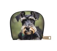 KOUUIP adorable schnauzer print Womens Credit Card Holder Wallet Zip Leather Card Case Card Holder Unisex For Men And Women, White, One Size