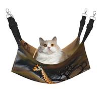 KOUUIP Africa Giraffe Majestic Tree Print Cat Hammock for Cage Hanging,Pet Hammock Bed Adjustable,Soft Sleeping Hammock for Cats,Ferret