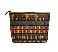 KOUUIP African Classic Weave print Cute Travel Toiletry Bag Makeup Bag Organizer Pouch,Travel Size Toiletries Bag for Women, Black, One Size