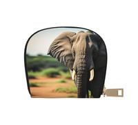 KOUUIP African Elephant print Womens Credit Card Holder Wallet Zip Leather Card Case Card Holder Unisex For Men And Women, White, One Size