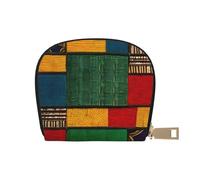 KOUUIP African Style Patchwork print Womens Credit Card Holder Wallet Zip Leather Card Case Card Holder Unisex For Men And Women, White, One Size