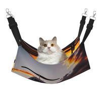 KOUUIP Aircraft Plane at Sunset Print Cat Hammock for Cage Hanging,Pet Hammock Bed Adjustable,Soft Sleeping Hammock for Cats,Ferret