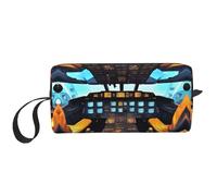 KOUUIP Airplane Cockpit print Large Capacity Travel Makeup Case Organizer Makeup Bag Portable Cosmetic Bag For Women, White, One Size