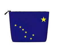 KOUUIP Alaska state flag print Cute Travel Toiletry Bag Makeup Bag Organizer Pouch,Travel Size Toiletries Bag for Women, Black, One Size