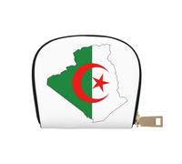 KOUUIP Algeria Flag Map Leather Credit Card Holder with Zipper for Women Men, Unisex, White, One Size, white, One Size