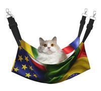 KOUUIP American and Brazilian Flags Print Cat Hammock for Cage Hanging,Pet Hammock Bed Adjustable,Soft Sleeping Hammock for Cats,Ferret