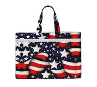 KOUUIP American Flag Stars Stripes Canvas Document Bag with Print 10.6 * 15 Inch, 2 Zipper Pockets, Clutter-Free for Office Files