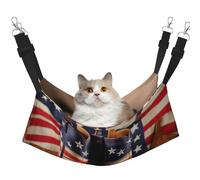 KOUUIP American Flag with Cowboy Boots Print Cat Hammock for Cage Hanging,Pet Hammock Bed Adjustable,Soft Sleeping Hammock for Cats,Ferret