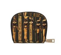 KOUUIP Ancient Egyptian Hieroglyph print Womens Credit Card Holder Wallet Zip Leather Card Case Card Holder Unisex For Men And Women, White, One Size