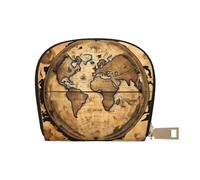 KOUUIP Ancient Map World Globe print Womens Credit Card Holder Wallet Zip Leather Card Case Card Holder Unisex For Men And Women, White, One Size