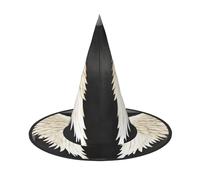 KOUUIP Angel Feathers Print Women Witch Hat - Cosplay Party Costume Accessory For - Halloween Party Decor Costume