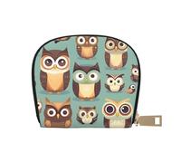 KOUUIP Animal Cartoon Owls Cute print Womens Credit Card Holder Wallet Zip Leather Card Case Card Holder Unisex For Men And Women, White, One Size
