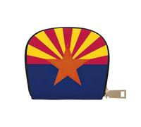 KOUUIP Arizona state flag print Womens Credit Card Holder Wallet Zip Leather Card Case Card Holder Unisex For Men And Women, White, One Size
