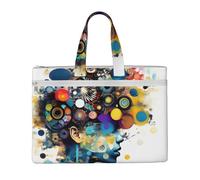 KOUUIP Artificial Intelligence Brain Canvas Document Bag with Print 10.6 * 15 Inch, 2 Zipper Pockets, Clutter-Free for Office Files