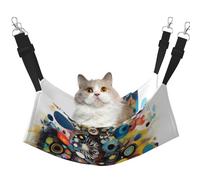 KOUUIP Artificial Intelligence Brain Print Cat Hammock for Cage Hanging,Pet Hammock Bed Adjustable,Soft Sleeping Hammock for Cats,Ferret