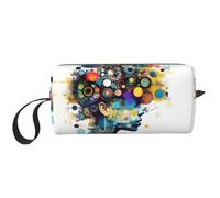 KOUUIP Artificial Intelligence Brain print Large Capacity Travel Makeup Case Organizer Makeup Bag Portable Cosmetic Bag For Women, White, One Size
