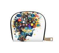 KOUUIP Artificial Intelligence Brain print Womens Credit Card Holder Wallet Zip Leather Card Case Card Holder Unisex For Men And Women, White, One Size