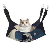 KOUUIP Astronaut on The Moon Print Cat Hammock for Cage Hanging,Pet Hammock Bed Adjustable,Soft Sleeping Hammock for Cats,Ferret