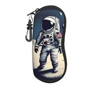 KOUUIP Astronaut on The Moon print Sunglasses Case for Women Men, Unisex Protective Eyeglass Case Glasses Case Holder, Black, One size