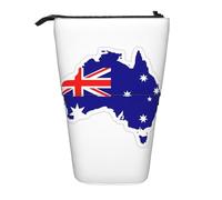 KOUUIP Australian Flag Map Print Telescopic Pencil Holder Pen Holder Stationery Retractable Stand Up Organizer Bag, Black, Taglia Unica