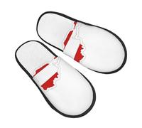 KOUUIP Austrian Flag Map Compact Travel Slippers, Plush Foldable Indoor Slippers for Hotel Spa and Guest Winter Use, Black, 5