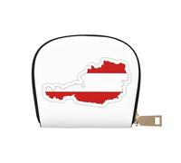 KOUUIP Austrian Flag Map print Womens Credit Card Holder Wallet Zip Leather Card Case Card Holder Unisex For Men And Women, White, One Size