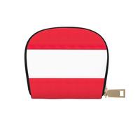 KOUUIP Austrian flag print Womens Credit Card Holder Wallet Zip Leather Card Case Card Holder Unisex For Men And Women, White, One Size