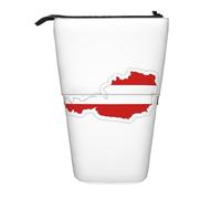 KOUUIP Austrian Flag Telescopic Pencil Case Pen Holder Stationery Case Stand Up Pouch Retractable Bag Stand Up Organizer, black, standard size
