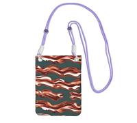 KOUUIP Bacon Pattern Print Mini Cell Phone Crossbody Purses Travel Wallet Purses,Small Crossbody Bags Adjustable Strap, Purple, One Size