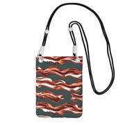 KOUUIP Bacon Pattern Print Mini Cell Phone Crossbody Purses Travel Wallet Purses,Small Crossbody Bags Adjustable Strap, Black, One Size